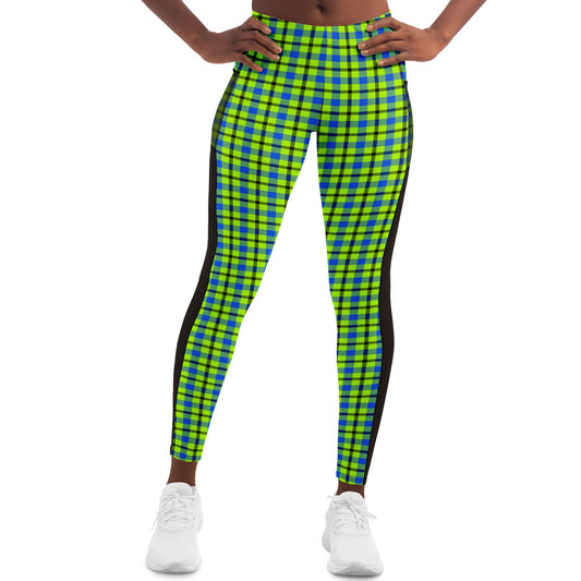 Neon Plaid Mesh Pocket Legging