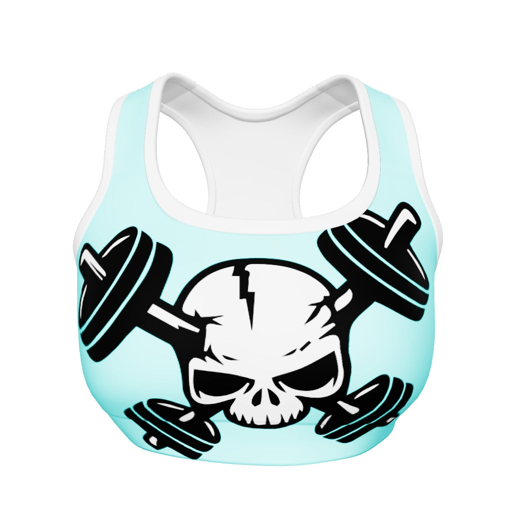 Sketched Teal Padded Sports Bra