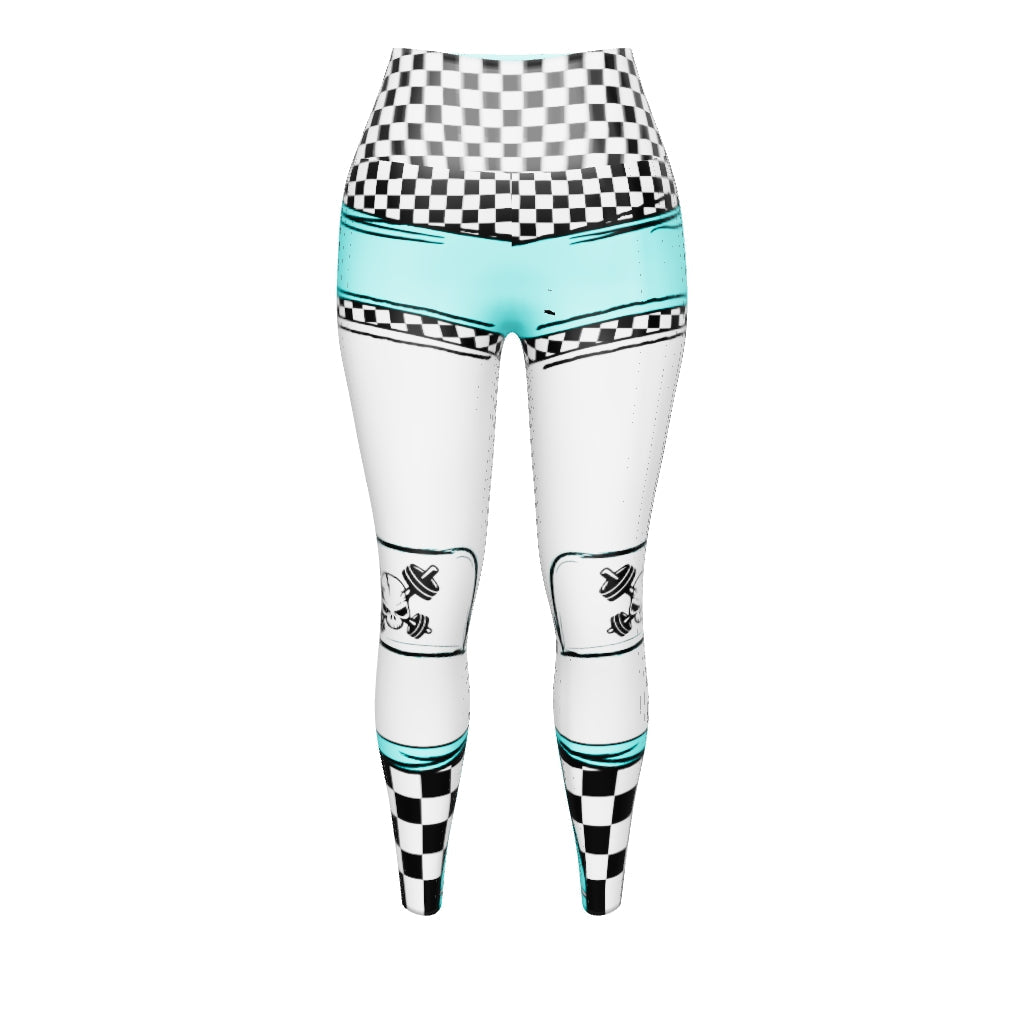 Sketched Teal Yoga Leggings