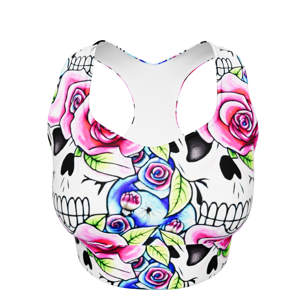 Skull Sugar Longline Sports Bra