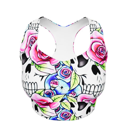 Skull Sugar Longline Sports Bra