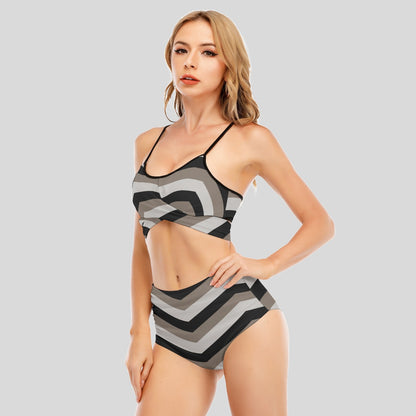 Chevron Earth Bikini With Cross Straps