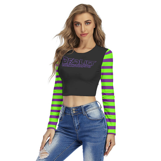 Trick Or Stripe Round Neck Crop Top T-Shirt