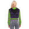 Trick Or Stripe Crop Top Hoodie With Zipper Closure